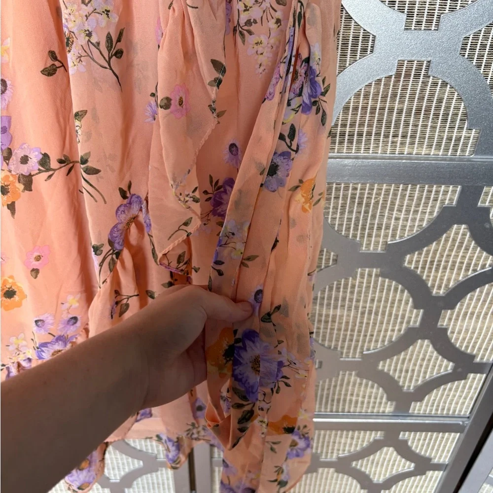 Rewind Peach and Purple Floral Maxi Dress